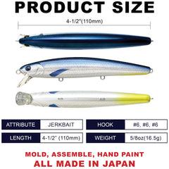 LUCKY CRAFT SW FlashMinnow 110 demonstrates slow suspension for wounded-baitfish appeal.