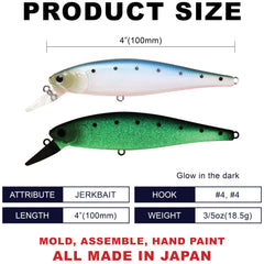 LUCKY CRAFT SW Pointer 100S angled view highlighting glow finish for visibility.