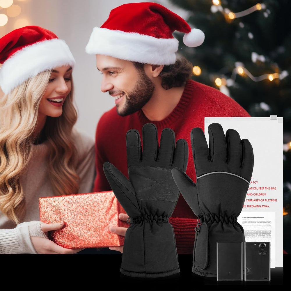 LuckyDayCLO heated gloves packaging-battery-compartments shows complete set for quick setup.