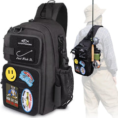 Front view of LUCKYFISHING fishing backpack
