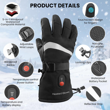 Lucky Rrui heated gloves palm grip shows anti-slip microfiber for secure grip.
