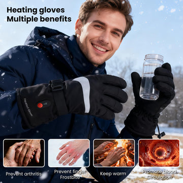 Lucky Rrui heated gloves reflective strips boost visibility in low light.