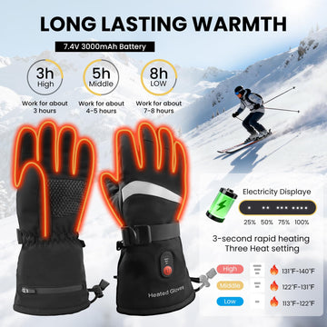 Lucky Rrui heated gloves waterproof fabric keeps hands dry in rain or snow.