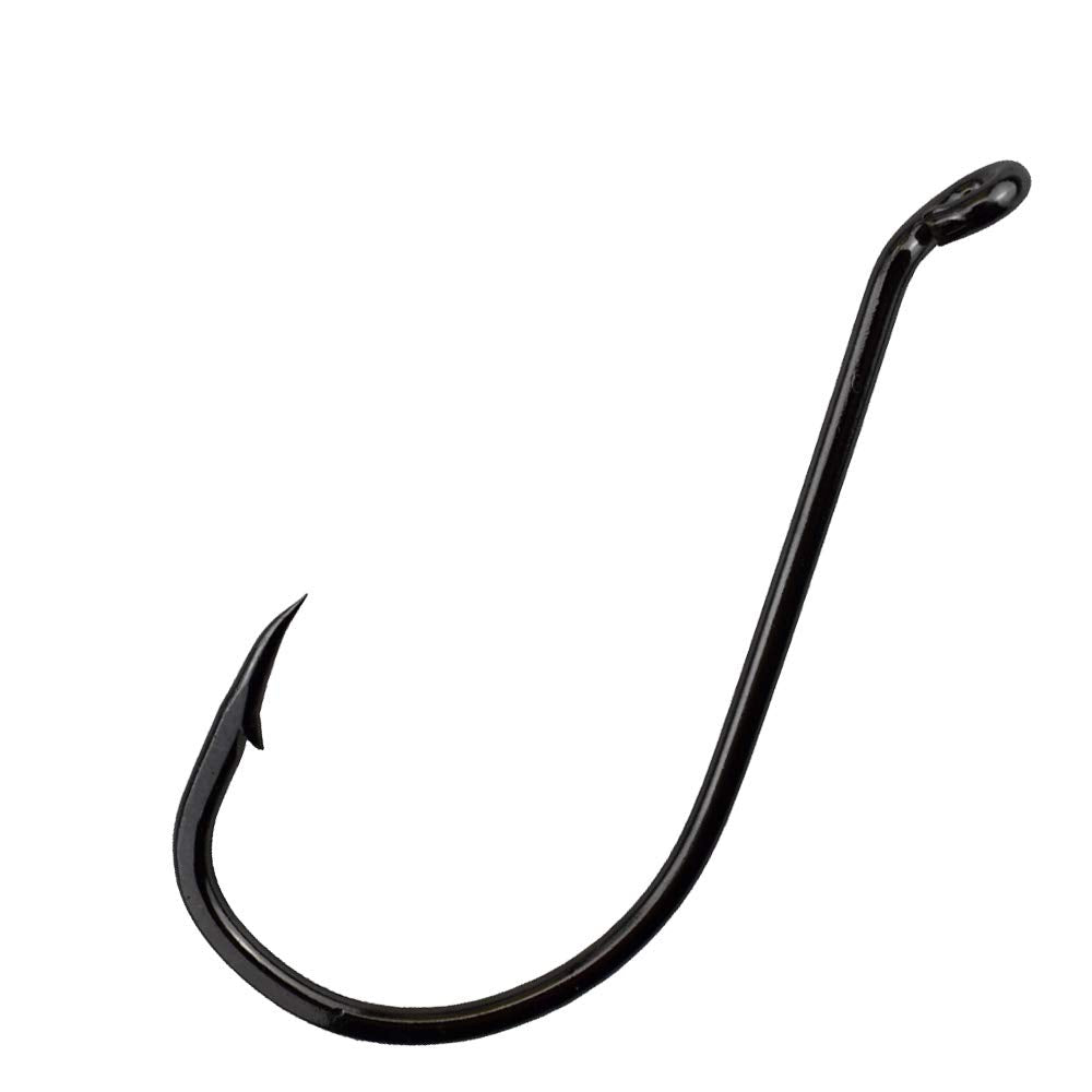Luengo 100pc 9/0 octopus hook with offset point for deeper penetration.