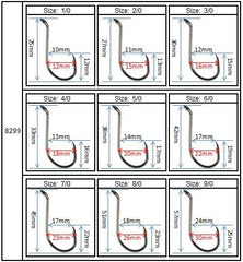 Luengo 100pc 9/0 octopus hook with up-eye forged shank for strength.