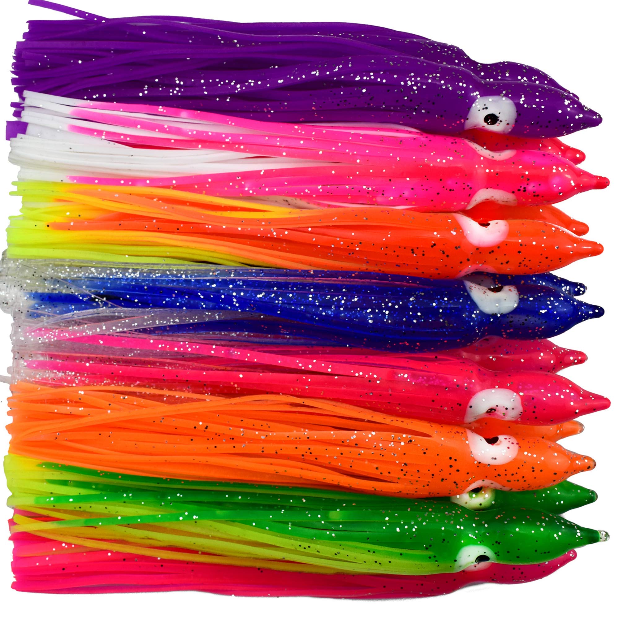 Luengo squid skirt lure in yellow-orange colors to attract saltwater game fish