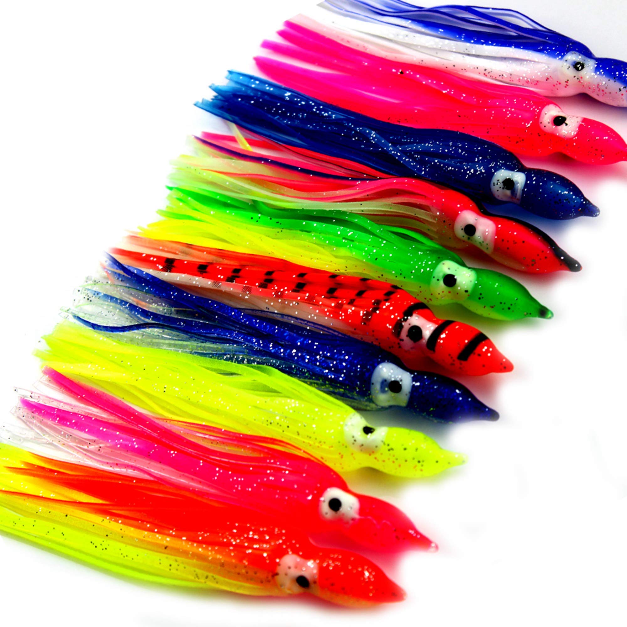Luengo luminous octopus skirts fishing lure ideal for saltwater trolling and attracting large game fish.