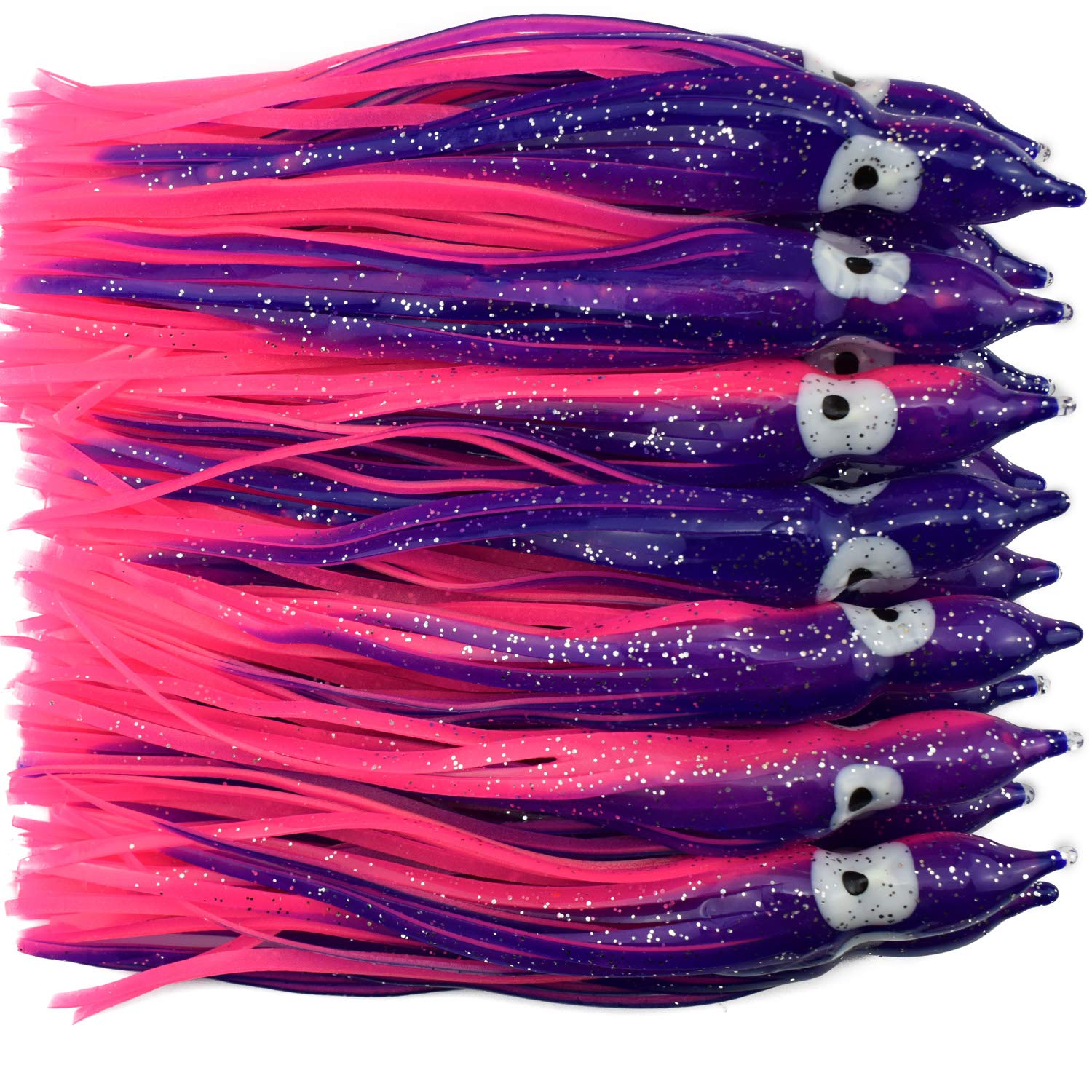 Luengo soft octopus squid skirt lure in pink and purple for saltwater trolling