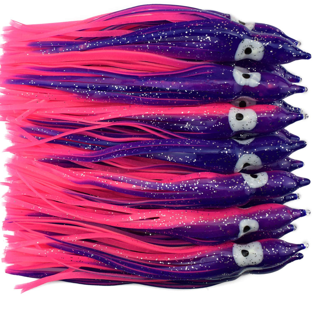 Luengo soft octopus squid skirt lure in pink and purple for saltwater trolling