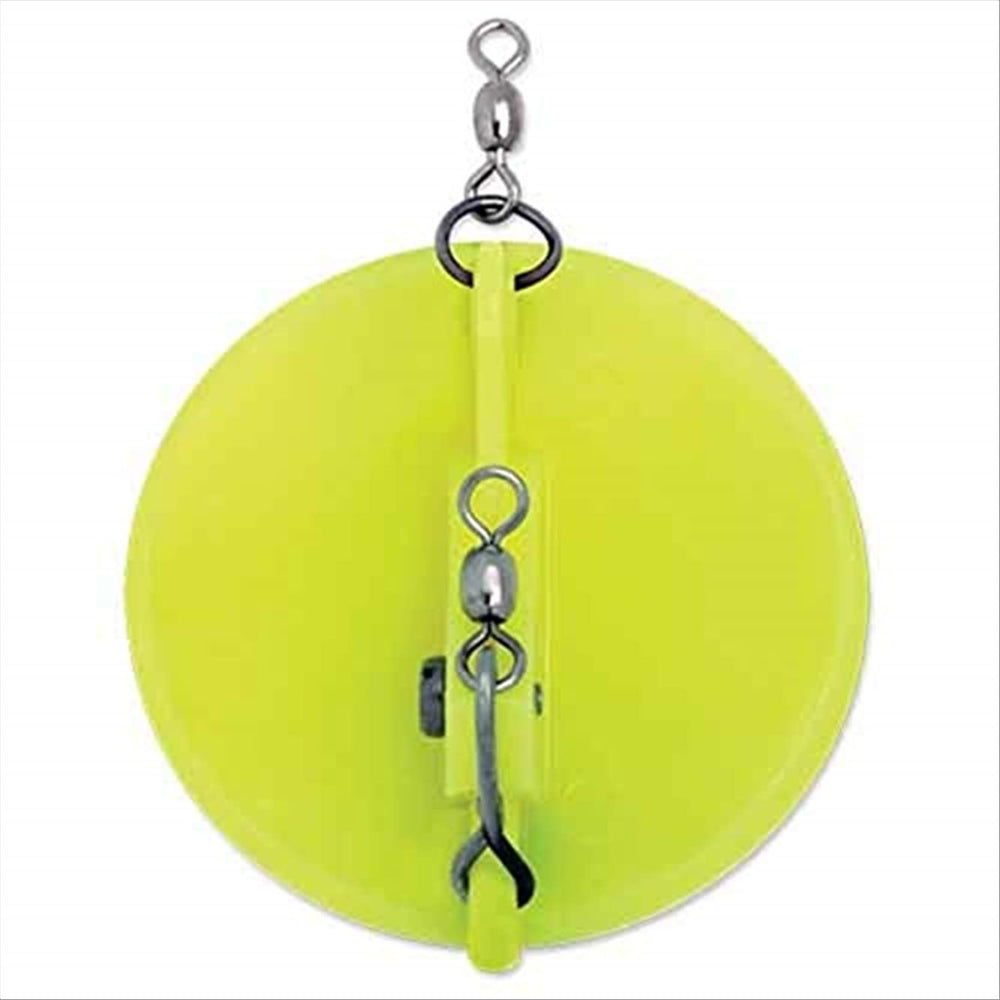 Luhr Jensen 3 Dipsy Diver Magnum Chartreuse with white bottom for precise depth control during trolling.