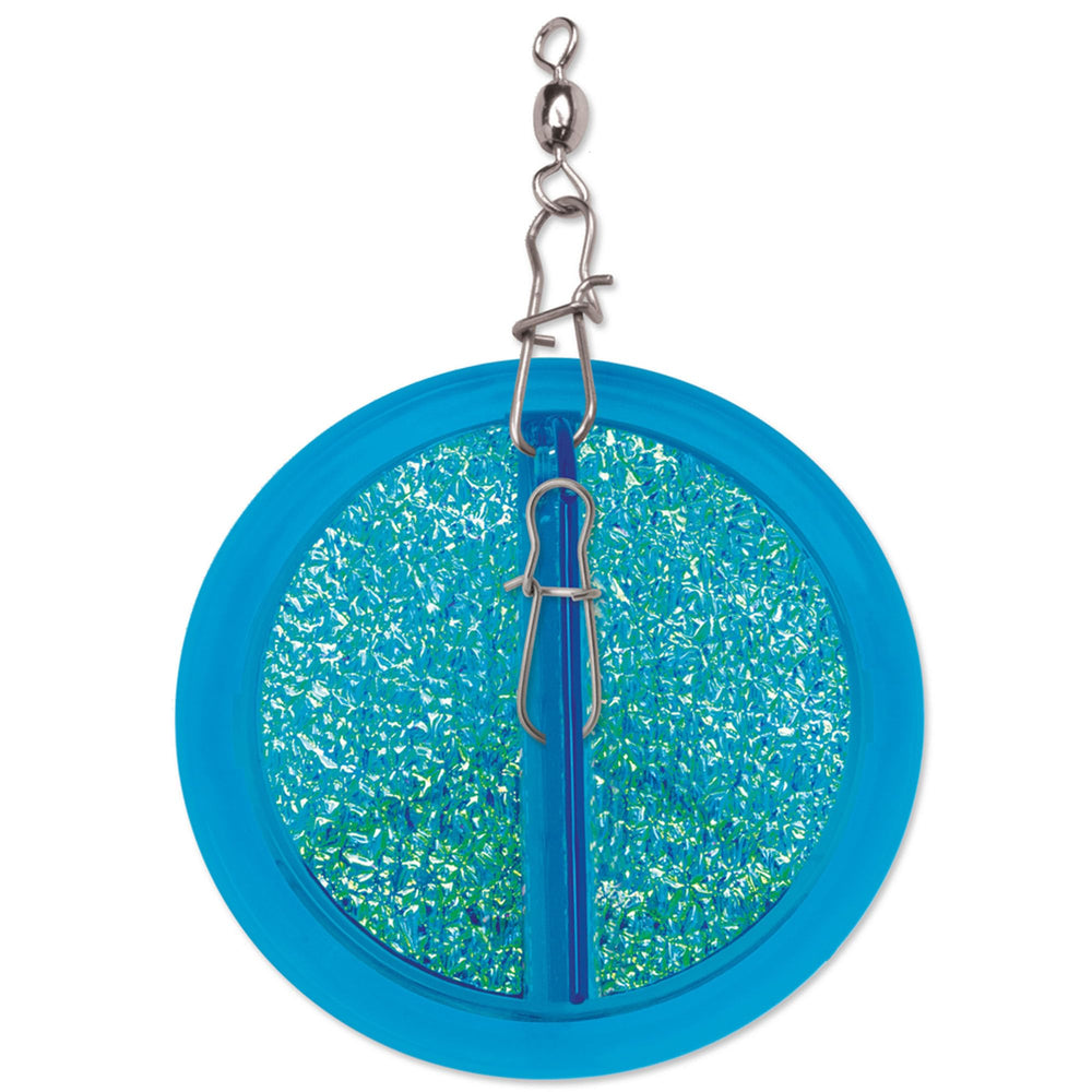 Luhr Jensen Dipsy Diver Fish Candy Blue UV top view, enhances broad lure coverage on the water.