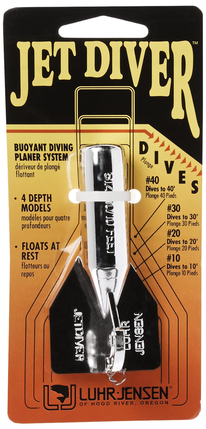 Luhr Jensen Jet Diver Silver 10ft packaging highlights ready-to-use trolling tool.