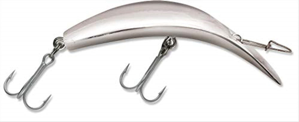 Luhr Jensen K15 Kwikfish Silver crankbait with wide action for aggressive strikes near cover.