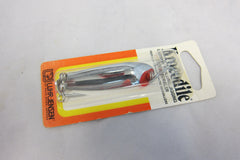 Luhr Jensen Krocodile Chrome lure, side-tail view emphasizes the flipper tail for erratic flash.