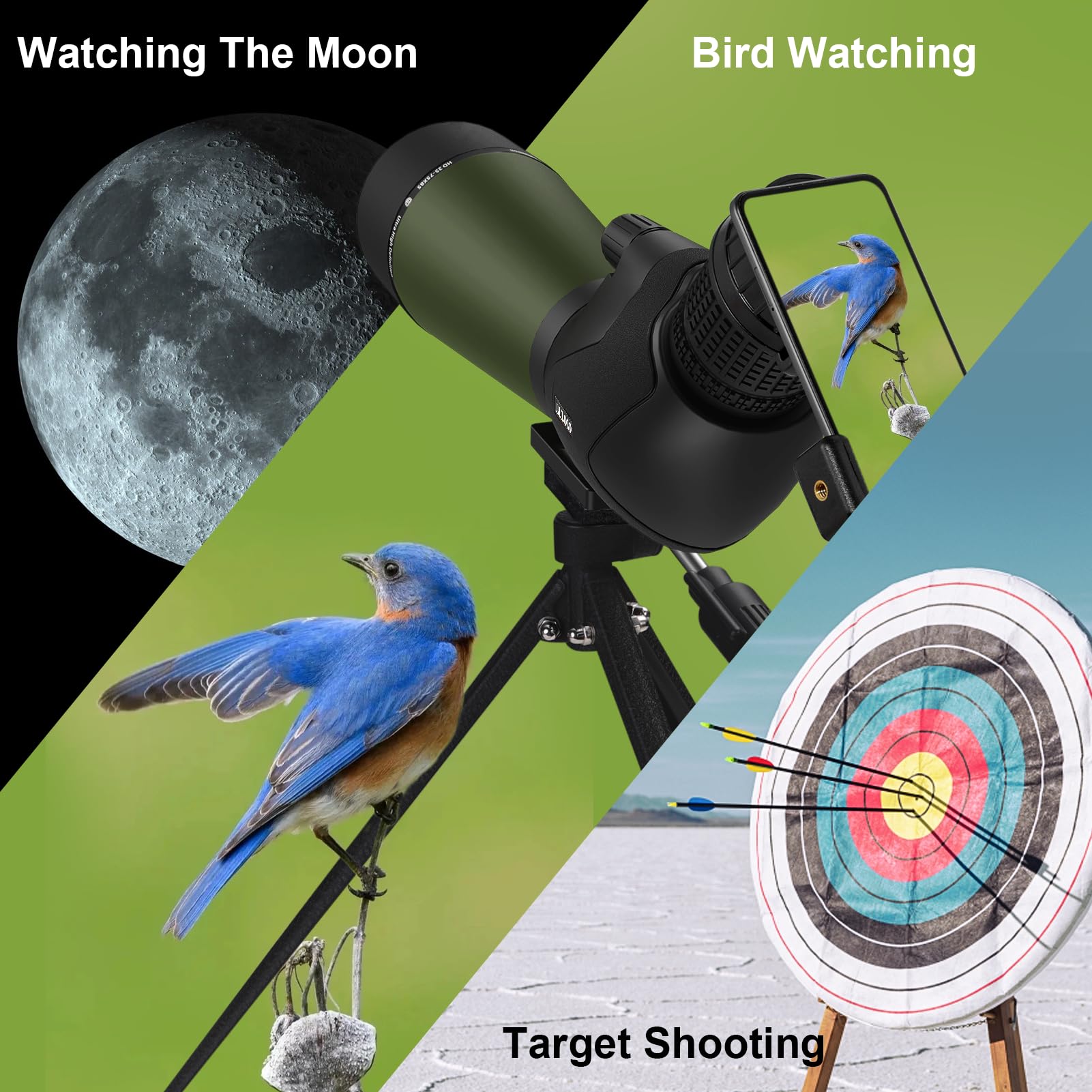 LULOLO spotting scope waterproof and fog-proof for rugged outdoor use.