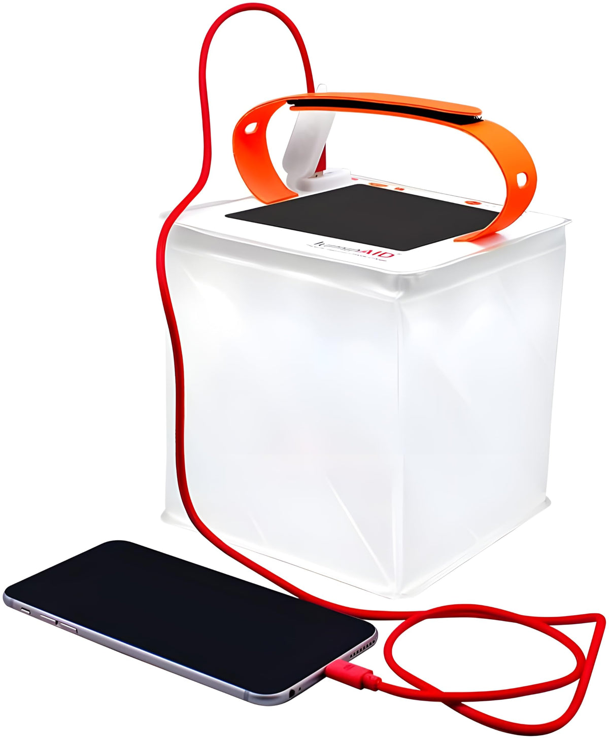 LuminAID 2in1 lantern assembled provides portable bright light for camping and emergencies.