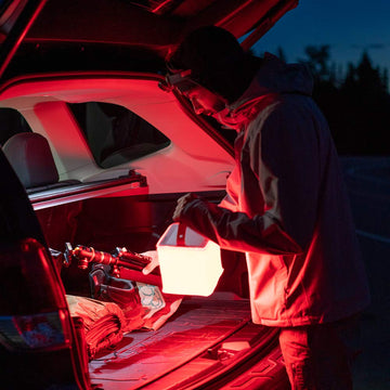 LuminAID red light mode preserves night vision for camping.