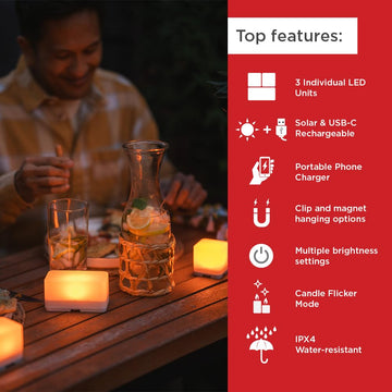 luminaid trio solar cube lanterns with individual units ready for portable lighting.