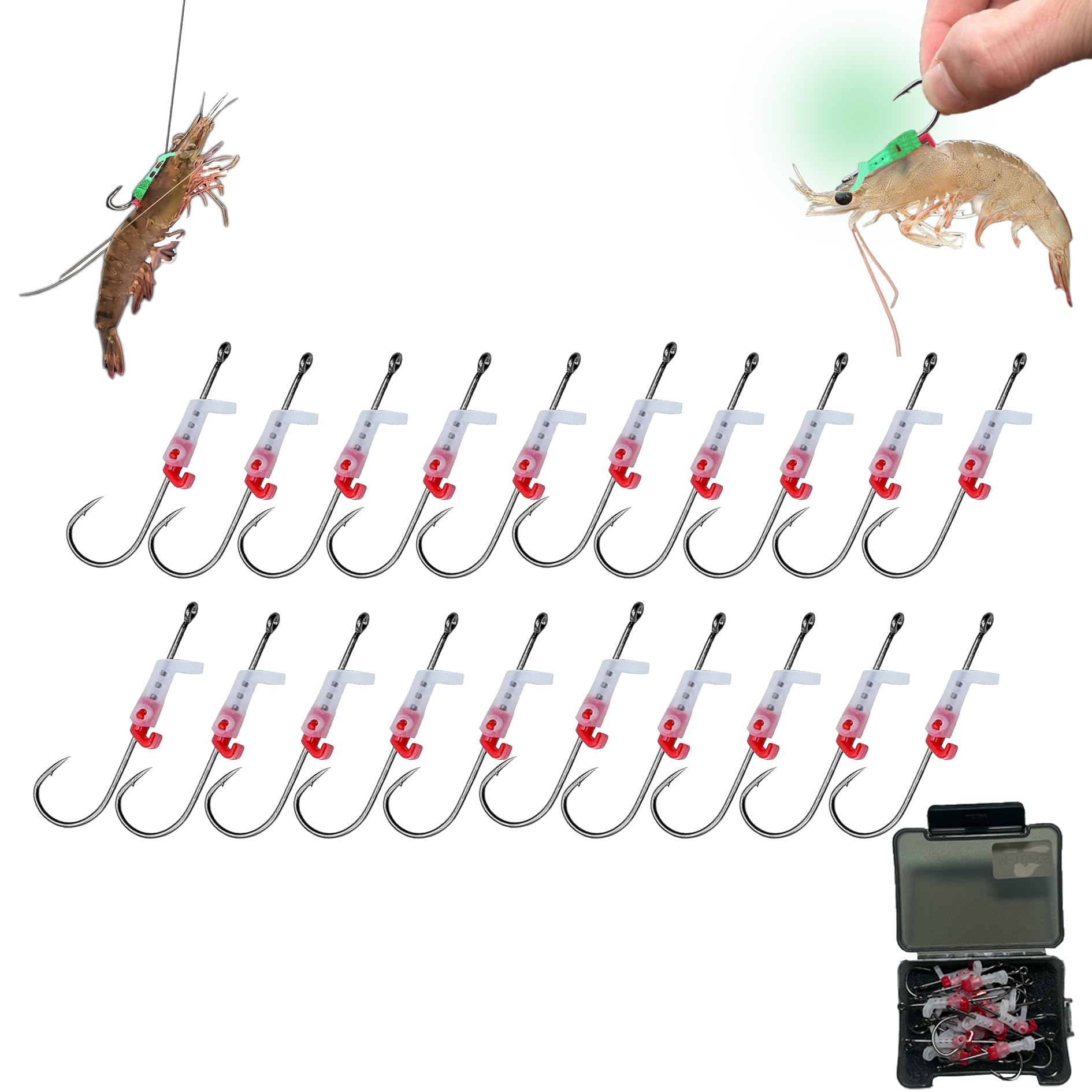 Luminous live shrimp hooks glow in the dark for night fishing
