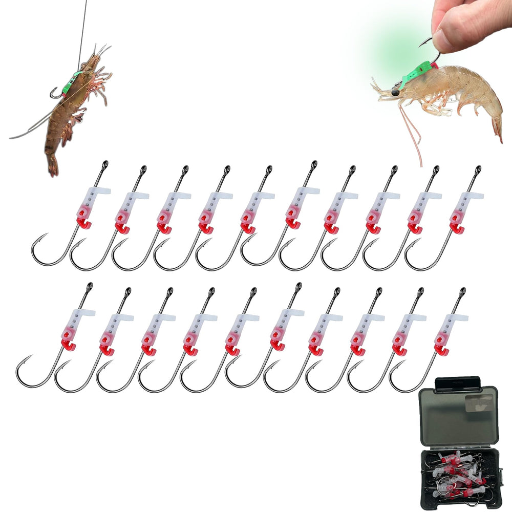 Luminous live shrimp hooks glow in the dark for night fishing