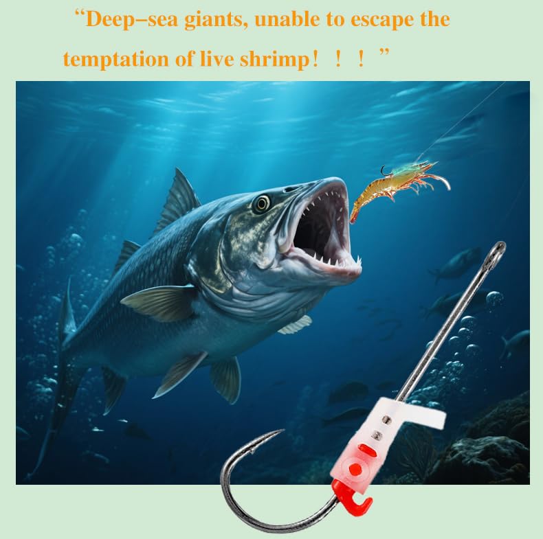 Glow-in-the-dark shrimp hooks attracting predatory fish