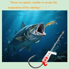Glow-in-the-dark shrimp hooks attracting predatory fish