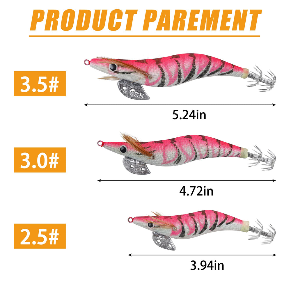 Luminous squid jig hook lure in green color with 3D eyes