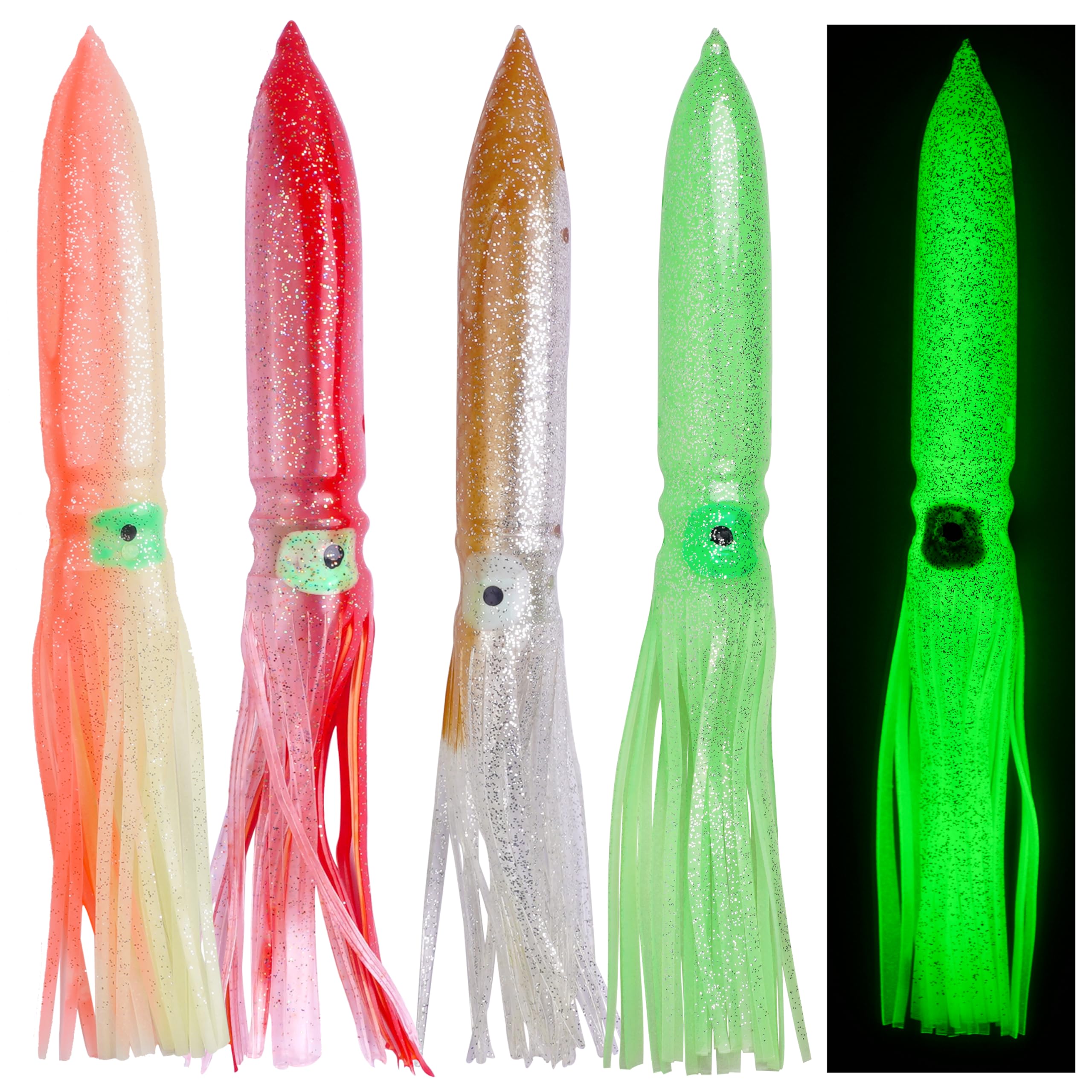 Luminous squid skirts lure 11.8 inch glowing underwater