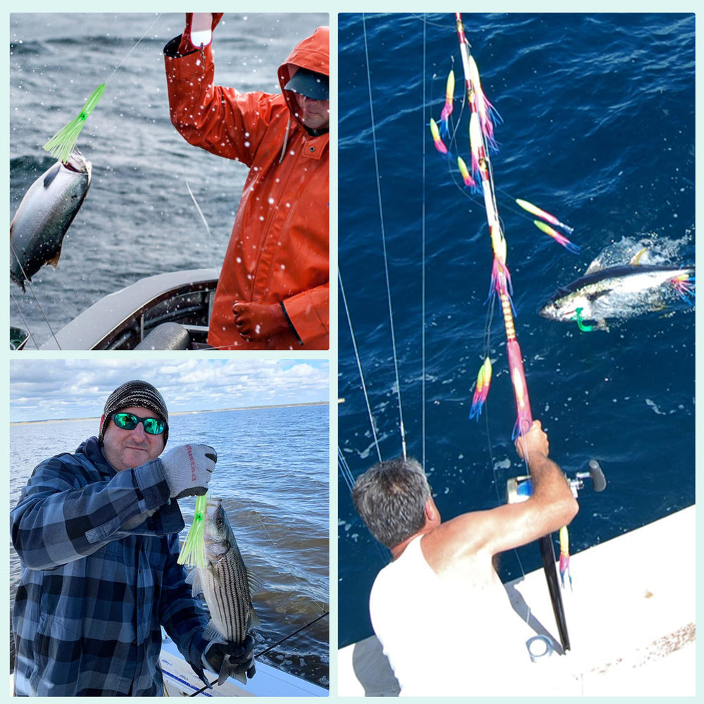 Saltwater trolling squid lures for bass, tuna, marlin