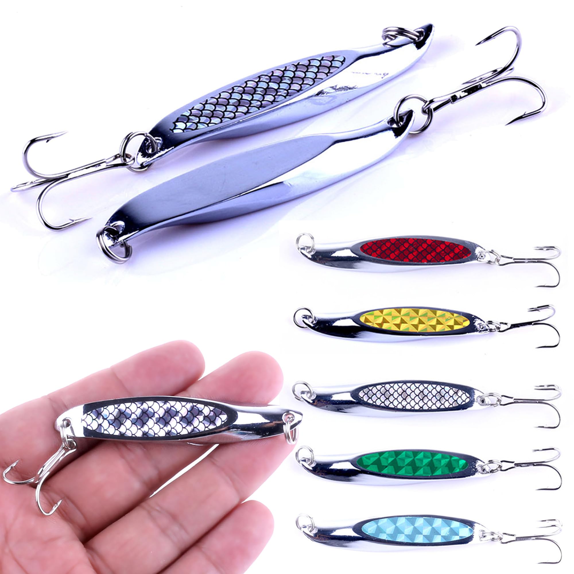 Lumista fishing spoons bright colors enhance underwater visibility during casts.