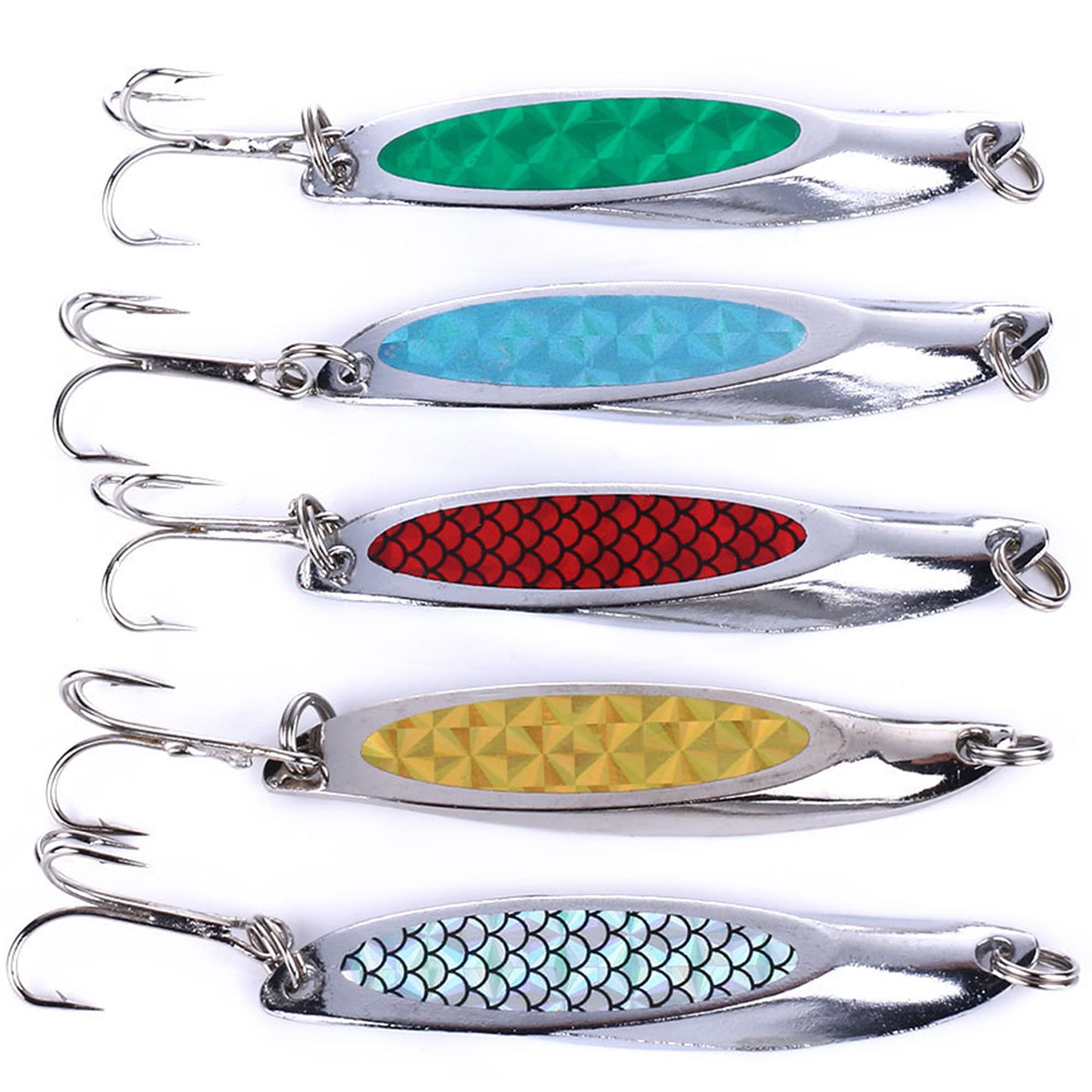Lumista fishing spoons box with trout lures for versatile freshwater fishing.
