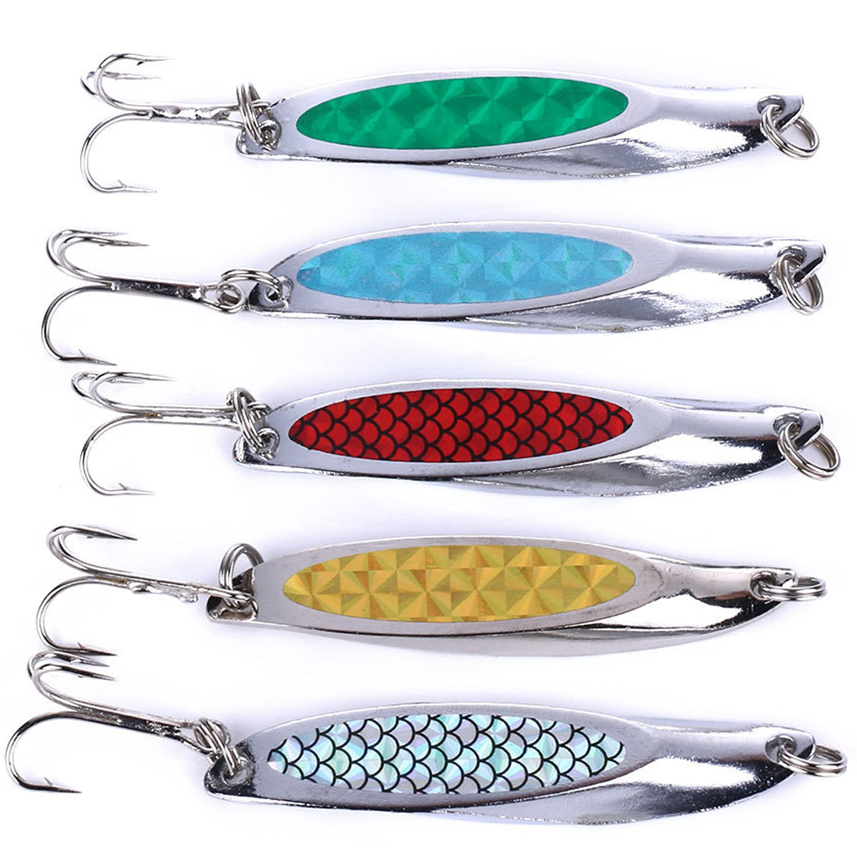 Lumista fishing spoons box with trout lures for versatile freshwater fishing.