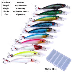 Lumista jerkbait showing bright colors and treble hooks for strong bites.