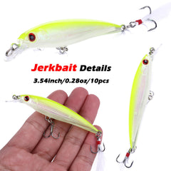 Lumista jerkbait with lead block enabling longer casts and audible swim sounds.