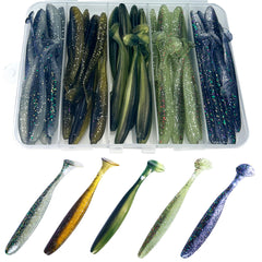 Lumista Paddle Tail Swim Baits set in box for organized selection