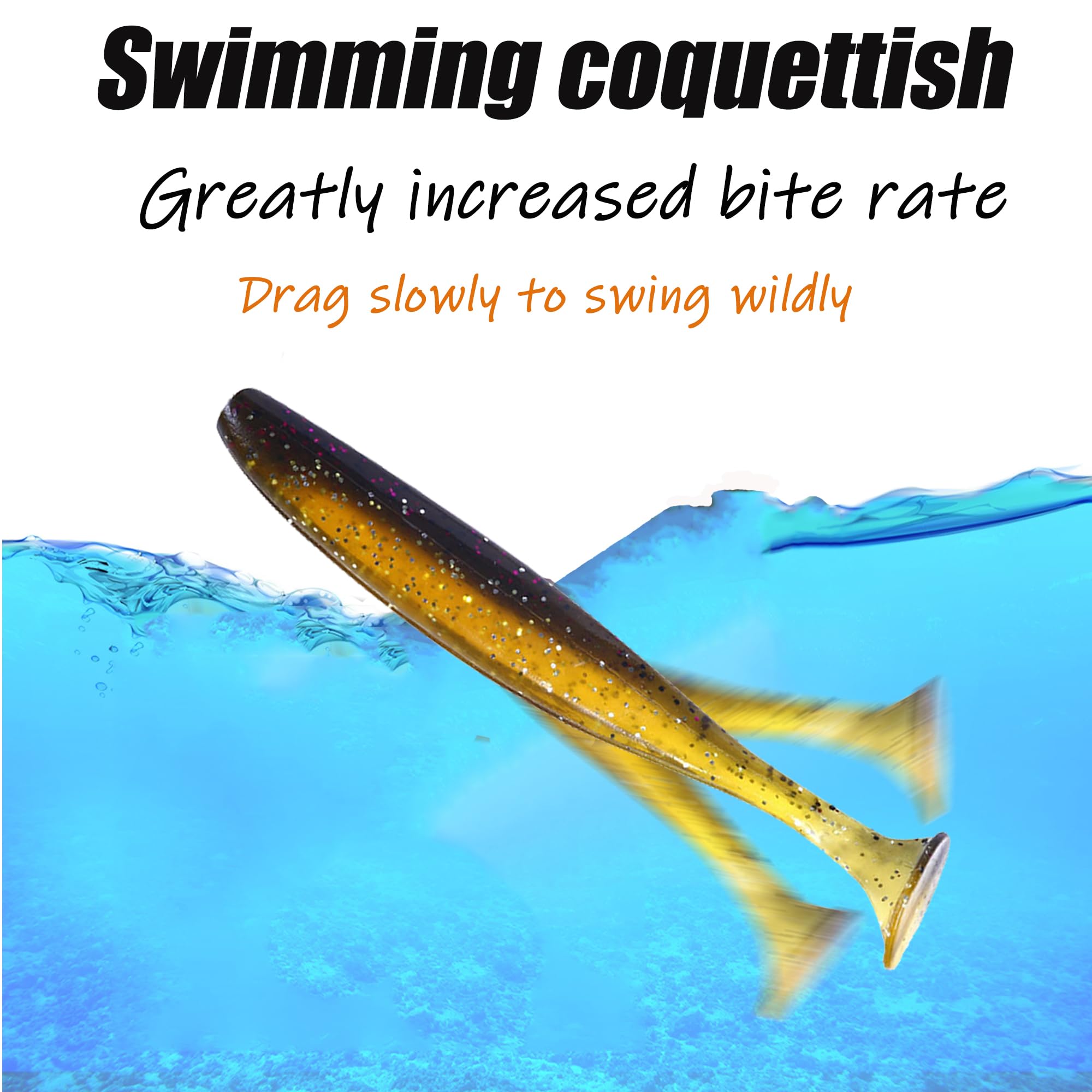 Lumista paddle tail swimbaits in water in action