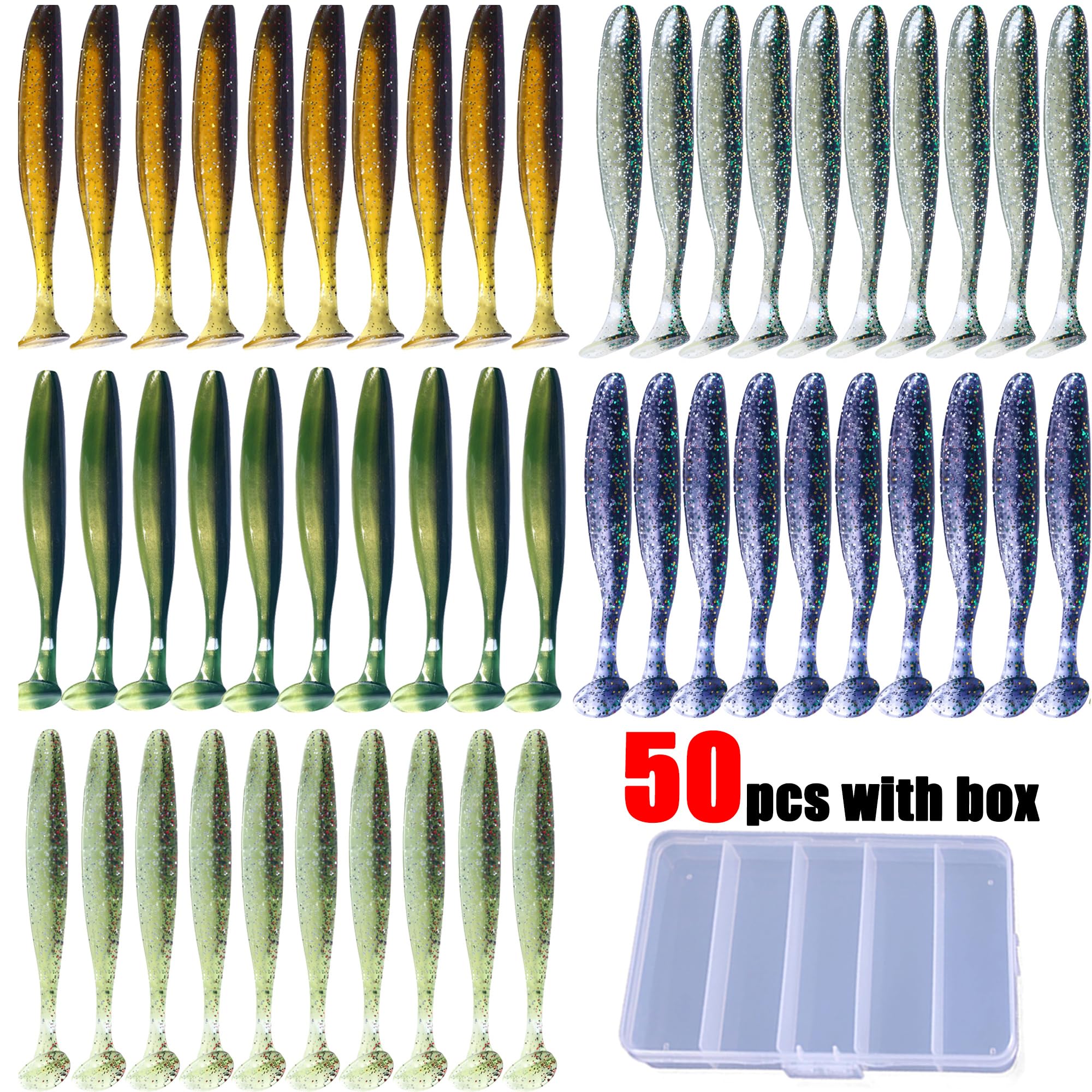 Lumista swimbaits in five colors displayed for species selection
