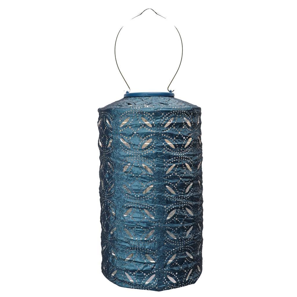 Lumiz Mandela Lantern blue provides dimmable outdoor lighting for gatherings