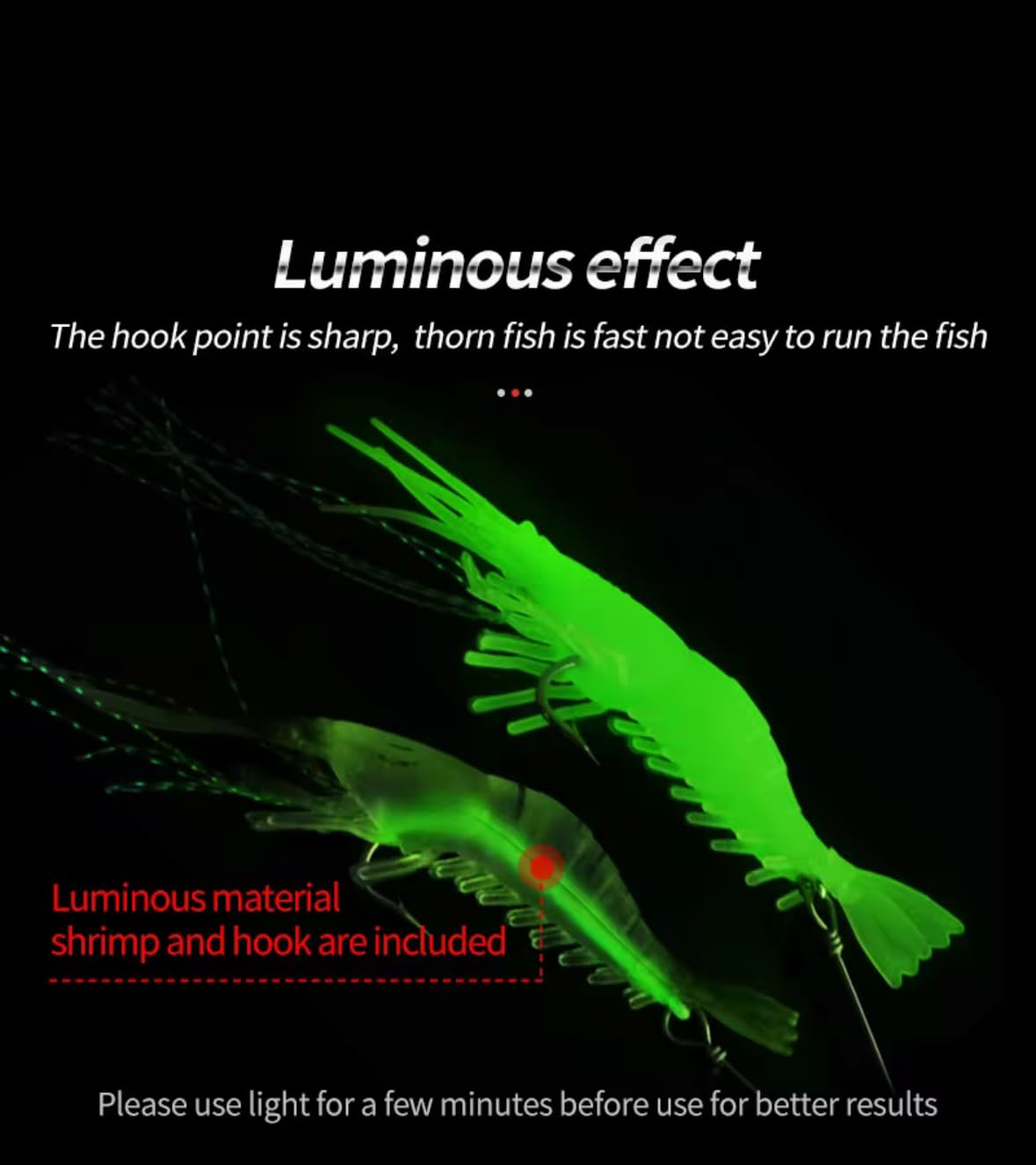 Glow shrimp lure ready-to-fish with swivel leader