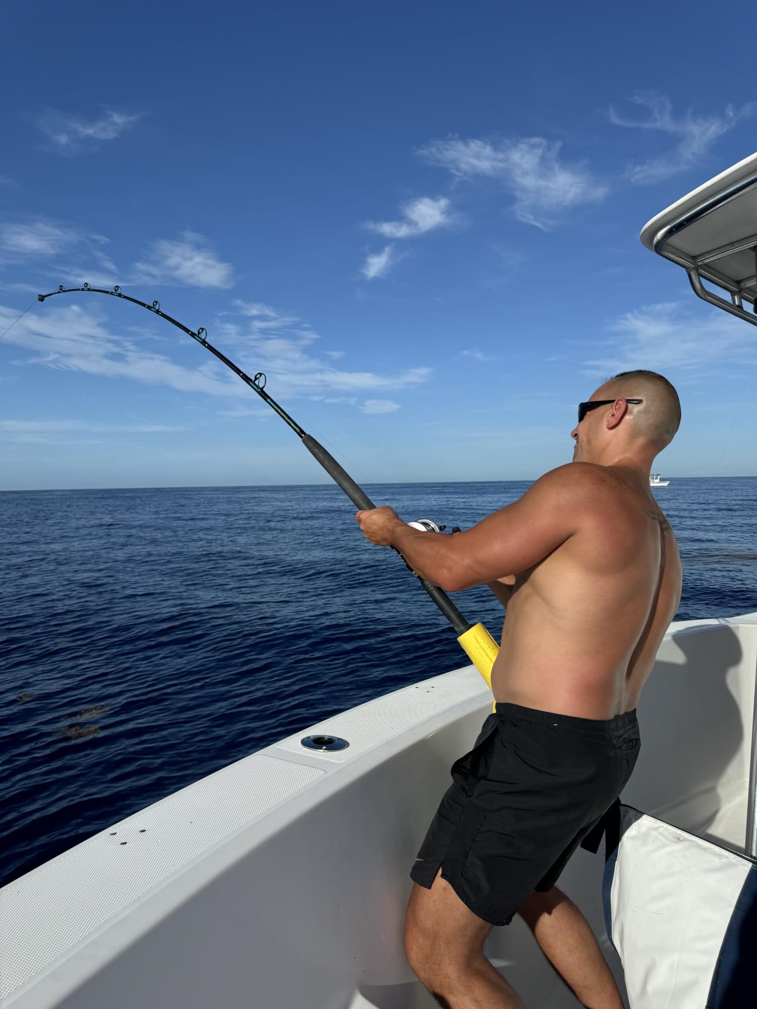 Saltwater fishing scene with Cush-it protecting the rod butt