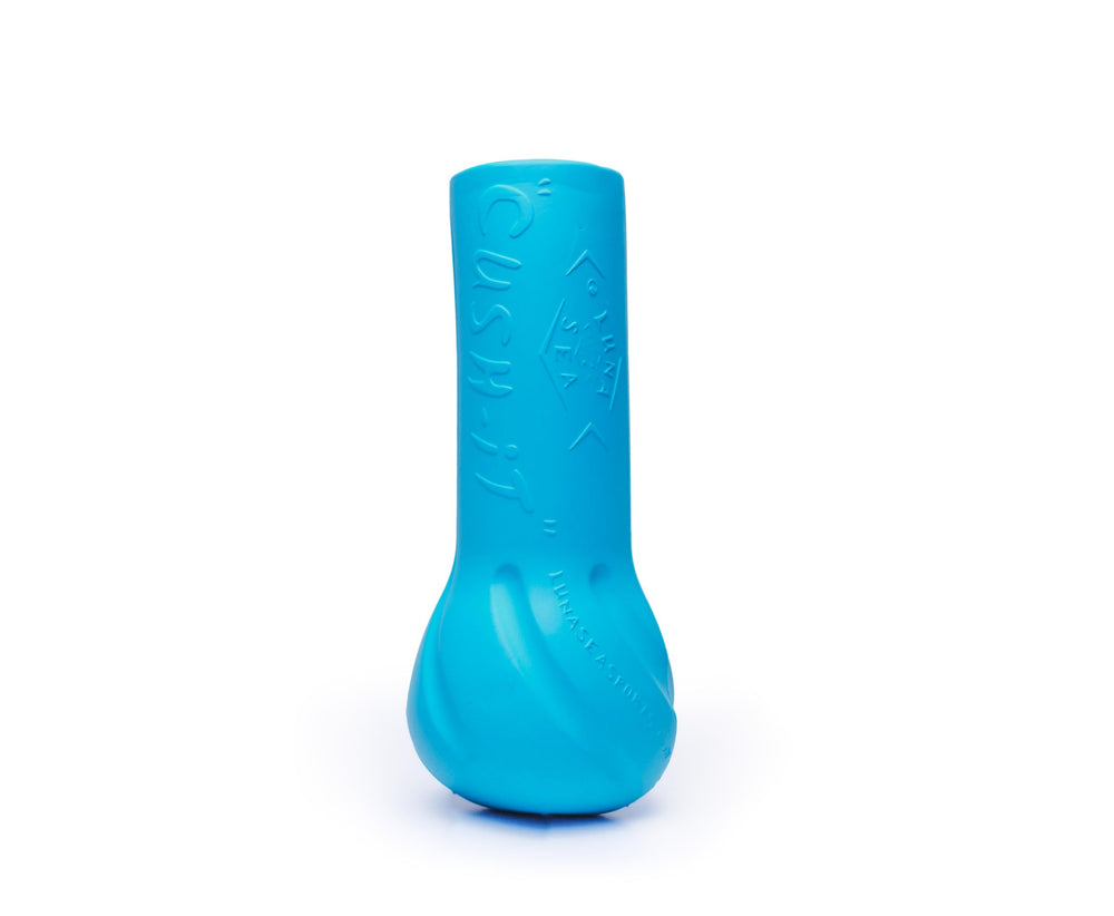 Close-up of blue Cush-It foam rod butt cushion on a rod