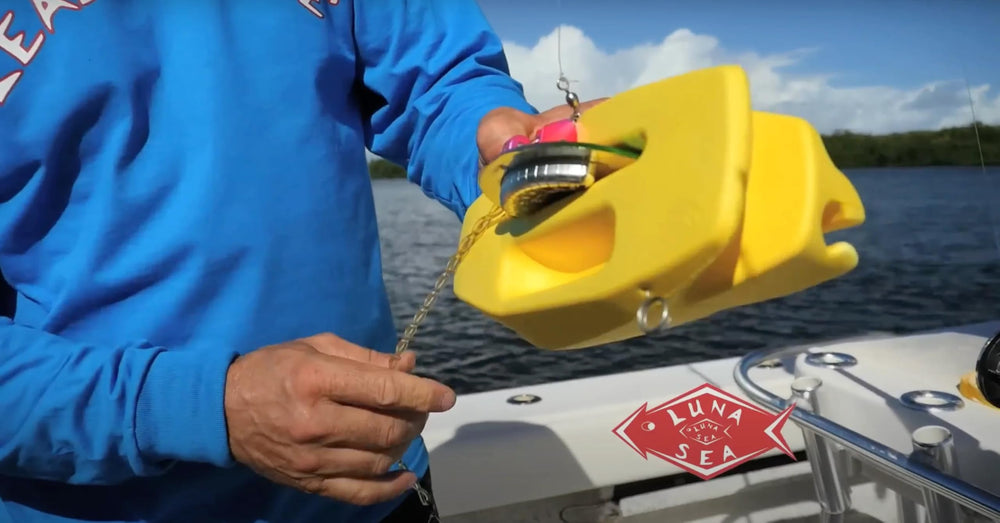 Luna Sea Leader-Mate pockets open, demonstrating secure storage for hooks and sinkers.