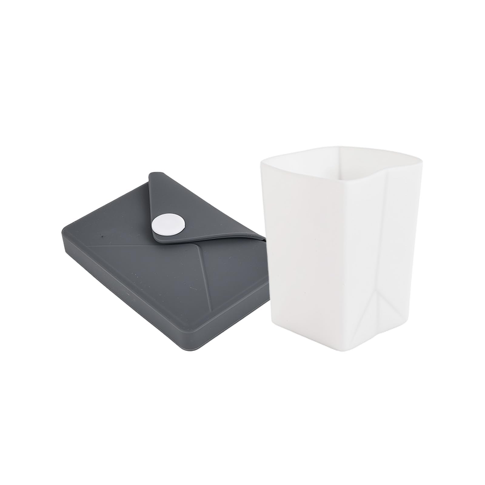 Lunarthos silicone collapsible cup folded for ultra-compact pocket storage