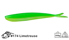 Lunker City Fin-S Fish 5.75 inch Limetreuse 174 side profile showing soft plastic minnow form