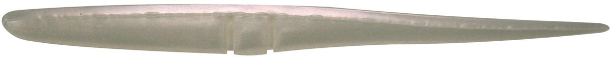Lunker City Slug-Go 9inch bass lure in Albino Shad showing slender profile for erratic action