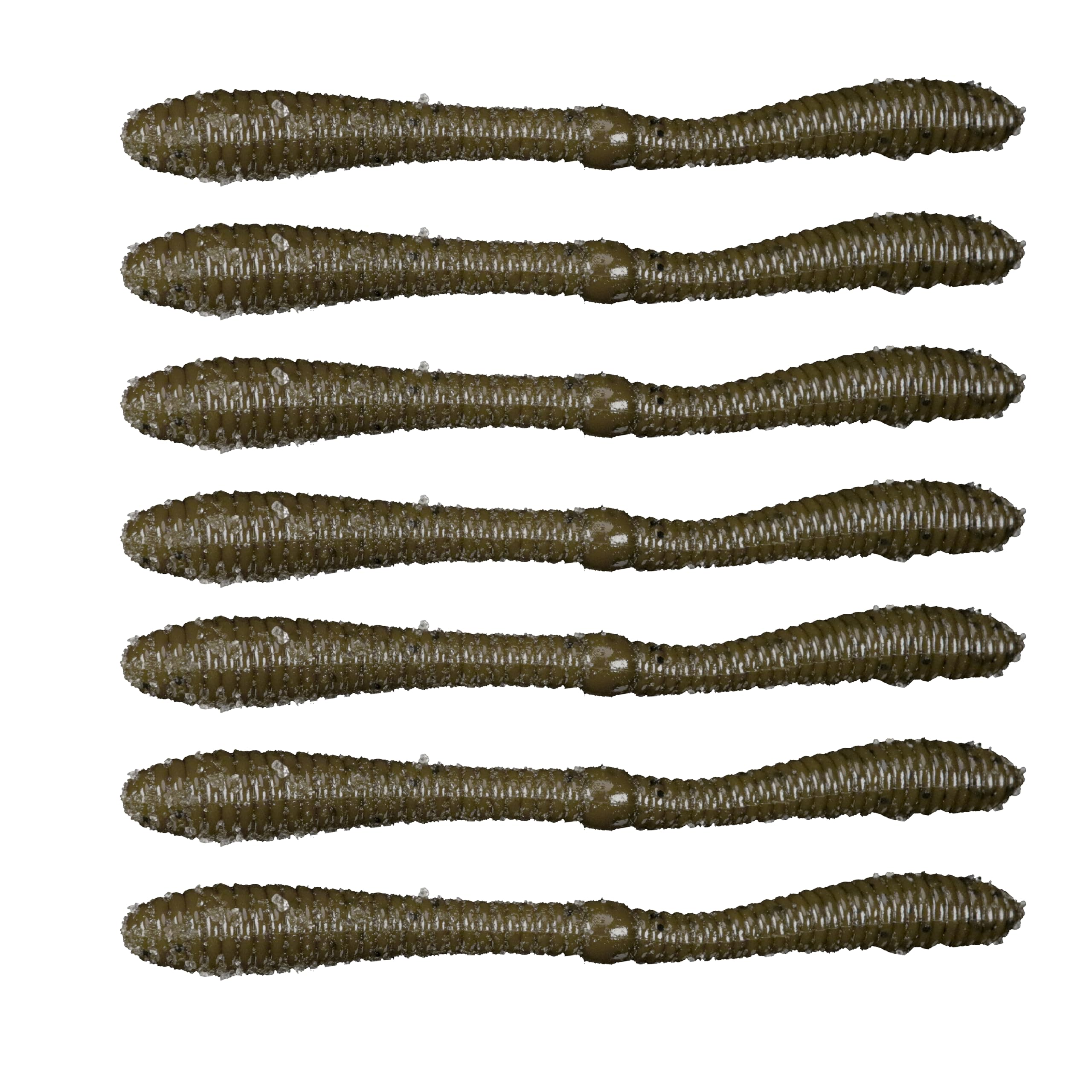 Lunker City Spanky Worm 5" center-flex design showing mid-hook action for bass.