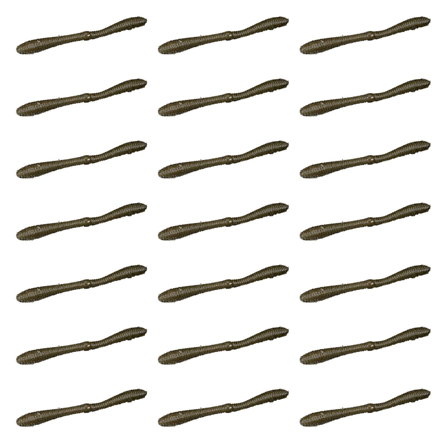 Lunker City Spanky Worm 5" green pumpkin, 3-pack, ideal for wacky rig bass fishing.