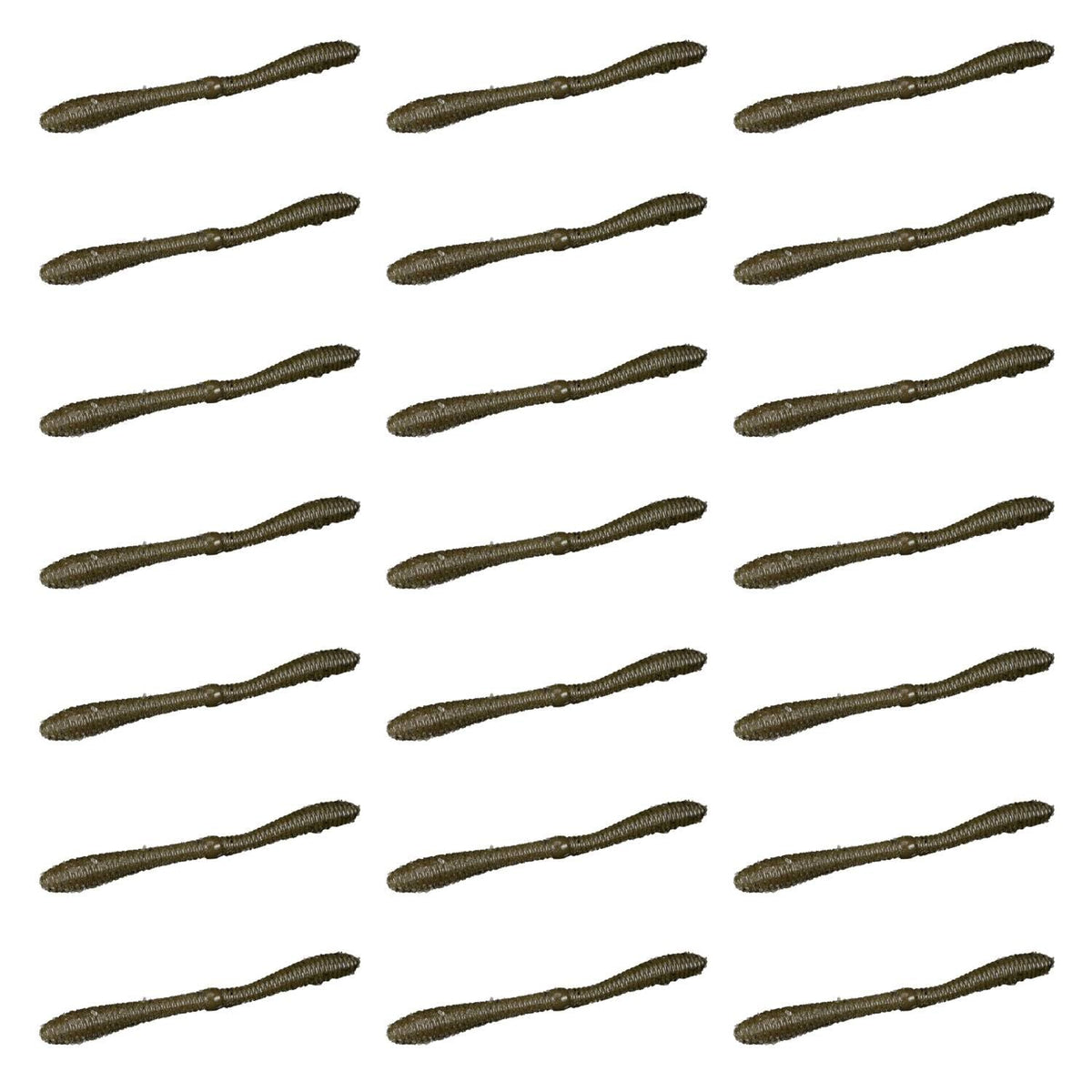 Lunker City Spanky Worm 5" green pumpkin, 3-pack, ideal for wacky rig bass fishing.