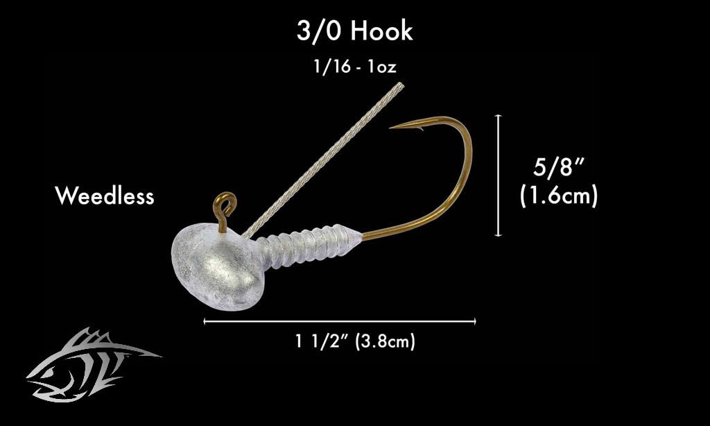 Lunker City Standard Pro 1oz Jig Head with needle-point 3/0 hook for finesse.