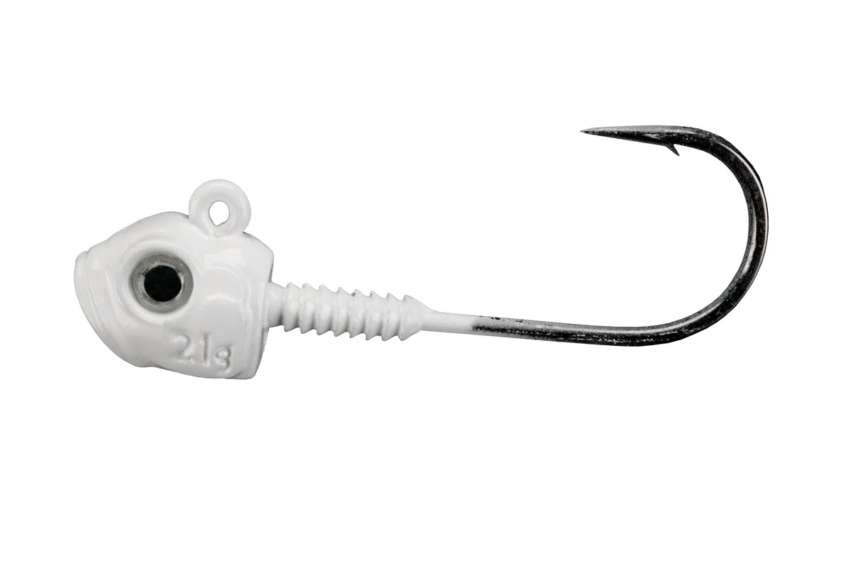 Lunker City Titan HD jig head in White Shad improves swimbait control and robust hookups.